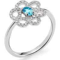 Orphelia RD-3212/52 - Ring - 18 Karaat Witgoud - Diamant 0.24 ct / Topaas 0.15 ct