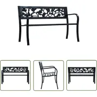 The Living Store : Tuinbank, 125 cm, zwart, staal