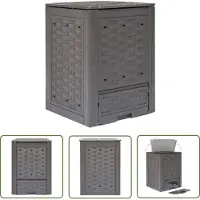 vidaXL Composthaven - Compostbak - Compostbak 300 L 60x60x83 cm kunststof rattan bruin - Buitencomposter - Rotan Compostbak - Plastic Compostbak