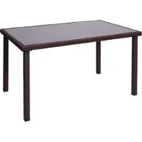 Brulo - Tuintafel - 120x75 cm- poly -rattan - bruin - glas