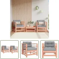 The Living Store Lounge Stoel - Tuinstoelen - Tuinstoelen 2 st met kussens massief douglashout - Hout Tuinstoel - Douglas Hout - Tuinset