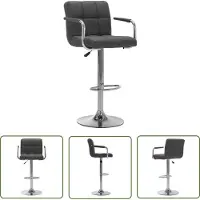 The Living Store Stoffen Barkruk - Barstoel - Barstoel stof donkergrijs - Donkere Grijze Barstoel - Moderne Barstoel - Ergonomische Barstoel