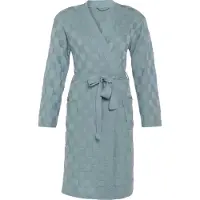 Knit Factory Gebreide Dames & Heren Badjas - Ochtendjas - Kamerjas Ivy - Stone Green - Groen - L/XL - Katoen