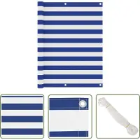The Living Store Living Store Balkonbescherming, wit en blauw, 120x400 cm, gemaakt van Oxford-stof