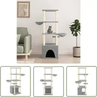 The Living Store De Living Store krabpaal met sisal krabpalen, lichtgrijs, 147 cm