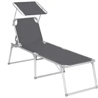 Mazazu MIRA Home - Ligbed - Zonnebed - Zonnescherm - Tuinstoel - Stoel - Tuin - Grijs - 65x200x48