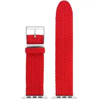 Eulit perlon horlogeband geschikt voor Apple Watch 38/40/41 maat - Serie 1/2/3/4/5/6/7/8/9/10 + SE - palma pacific smart - 20 mm - rood - edelmetaal metalen gesp MAT - incl.adapter