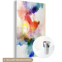 MuchoWow Glasschilderij 120x180 cm - Schilderij acrylglas - Waterverf - Regenboog - Abstract - Kunst - Kleuren - Foto op glas - Muurdecoratie woonkamer - Wanddecoratie slaapkamer - Schilderijen