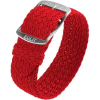 Eulit horlogeband - perlon - 20 mm - rood - metalen gesp
