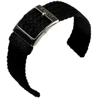 Eulit horlogeband - perlon - 20 mm - zwart - metalen gesp