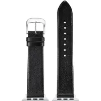 Eulit horlogeband geschikt voor Apple Watch 42/44/45/46 maat - Serie 1/2/3/4/5/6/7/8/9/10 + SE - nappa smart - 22 mm - zwart - metalen mat gesp - incl. adapter