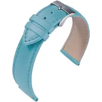 Eulit horlogeband - leer - 16 mm - blauw - metalen gesp
