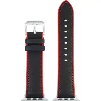 Eulit horlogeband geschikt voor Apple Watch 38/40/41 maat - Serie 1/2/34/5/6/7/8/9/10 + SE - eutec smart - 20 mm - rood zwart - edel metaal metalen gesp MAT - incl. adapter