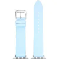 Eulit horlogeband geschikt voor Apple Watch 38/40/41 maat - Serie 1/2/3/4/5/6/7/8/9/10 + SE - nappa smart - 20 mm - lichtblauw blauw - metalen mat gesp - incl adapter