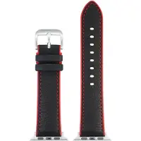Eulit horlogeband geschikt voor Apple Watch 42/44/45/46 maat - Serie 1/2/3/4/5/6/7/8/9/10 + SE - eutec smart - 22 mm - rood zwart - edelmetaal metalen gesp GLANZEND - incl. adapter