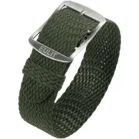 Eulit horlogeband - perlon - 18 mm - groen - metalen gesp