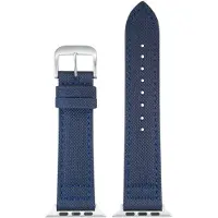 Eulit horlogeband geschikt voor Apple Watch 38/40/41 maat - Serie 1/2/3/4/5/6/7/8/9/10 + SE - canvas Smart - 20 mm - blauw - edel metaal metalen gesp GLANZEND - incl. adapter