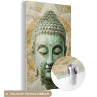 MuchoWow Glasschilderij 40x60 cm - Schilderij acrylglas - Buddha - Mandala - Modern - Spiritualiteit - Foto op glas - Muurdecoratie woonkamer - Wanddecoratie slaapkamer - Schilderijen