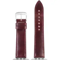 Eulit leer horlogeband geschikt voor Apple Watch 38/40/41 maat - Serie 1/2/3/4/5/6/7/8/9/10 + SE - shell cordovan smart - 20 mm - bordeaux - metalen rose goud gesp - incl. adapter