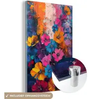 MuchoWow Glasschilderij 100x150 cm - Schilderij acrylglas - Bloemen - Kleurrijk - Abstract - Modern - Foto op glas - Muurdecoratie woonkamer - Wanddecoratie slaapkamer - Schilderijen
