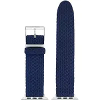 Eulit perlon horlogeband geschikt voor Apple Watch 42/44/45/46 maat - Serie 1/2/3/4/5/6/7/8/9/10 + SE - palma pacific smart - 22 mm - marineblauw blauw - metalen gesp- incl. adapter