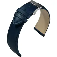 Eulit horlogeband - leer - 18 mm - blauw - metalen gesp