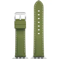 Eulit siliconen horlogeband geschikt voor Apple Watch 38/40/41 maat - Serie 1/2/3/4/5/6/7/8/9/10 + SE- silicon sport smart - 20 mm - olijf groen - edel metaal metalen gesp ZWART - incl. adapter