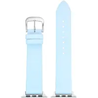 Eulit horlogeband geschikt voor Apple Watch 38/40/41 maat - Serie 1/2/3/4/5/6/7/8/9/10/11/12 + SE - nappa smart - 20 mm - lichtblauw blauw - edelmetaal metalen rose goud gesp ROSÉ - incl. adapter