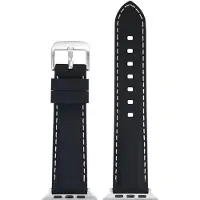 Eulit siliconen horlogeband geschikt voor Apple Watch 28/40/41 maat - Serie 1/2/3/4/5/6/7/8/9/10 + SE - silicon sport smart - 20 mm - zwart - edel metaal metalen gesp ZWART - incl. adapter