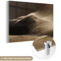 MuchoWow Glasschilderij 60x40 cm - Schilderij acrylglas - Woestijn - Zand - Natuur - Duin - Foto op glas - Muurdecoratie woonkamer - Wanddecoratie slaapkamer - Schilderijen