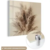 MuchoWow Glasschilderij 50x50 cm - Schilderij acrylglas - Graan - Pastel - Natuur - Foto op glas - Muurdecoratie woonkamer - Wanddecoratie slaapkamer - Schilderijen