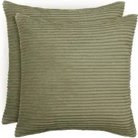 Blumtal Zachte Kussenhoes - Verstopte rits - Deco Kussen - Corduroy - 30 x 50cm - Olijfgroen - Set van 2
