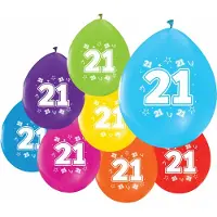 We Fiesta 24 Ballonnen 12″ 2 Zijdig bedrukt 21 jaar - Versiering Slinger Feestdecoratie Decoratie Verjaardag Jubileum Ballon Feest
