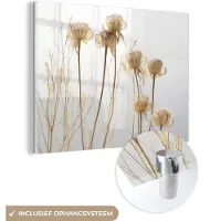 MuchoWow Glasschilderij 160x120 cm - Schilderij acrylglas - Droogbloemen - Natuur - Botanisch - Foto op glas - Muurdecoratie woonkamer - Wanddecoratie slaapkamer - Schilderijen