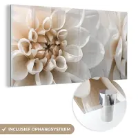 MuchoWow Glasschilderij 160x80 cm - Schilderij acrylglas - Bloemen - Wit - Natuur - Foto op glas - Muurdecoratie woonkamer - Wanddecoratie slaapkamer - Schilderijen