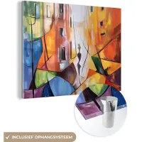 MuchoWow Glasschilderij 120x90 cm - Schilderij acrylglas - Abstract - Kunst - Schilderij - Kleuren - Foto op glas - Muurdecoratie woonkamer - Wanddecoratie slaapkamer - Schilderijen