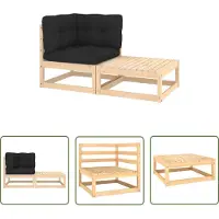 The Living Store Tuinlounge - Loungeset - 2-delige Loungeset met kussens massief grenenhout - Buitendining - Hout Meubel - Grenenhout