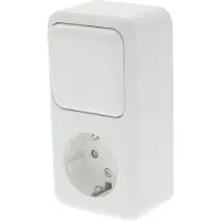 Q-Link - Wandcontactdoos - Opbouw - 1-voudig Stopcontact - 1-voudig Wisselschakelaar - Randaarde - Kinderbeveiliging - Polarwit