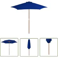 The Living Store Parasol met houten paal 270 cm blauw - Tuinparasol - Parasol - Houten Parasol - Zonwering - Buitendecoratie