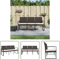 The Living Store De Living Store tuinbank, 3-zits, met kussens, bruin, van PP-riet