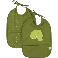 Trixie Afwasbaar slabbetje 2-pack Mr. Dino - Slab voor kinderen - 100% Recycled Polyester - Eenvoudig schoon - Groen