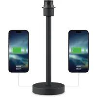Home Sweet Home Moderne Tafellamp Voet in Zwart - 14 x 14 x 39 cm - Inclusief USB A+C poort - Klassieke nachtlampjes voor de slaapkamer - voor Lampenkap met max.35cm - E27 Bedlamp - Lichtbron niet inbegrepen