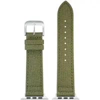 Eulit horlogeband geschikt voor Apple Watch 42/44/45/46 maat - Serie 1/2/3/4/5/6/7/8/9/10 + SE - canvas Smart - 22 mm - olijfgroen olijf groen - edelmetaal metalen gesp ZWART - incl. adapter