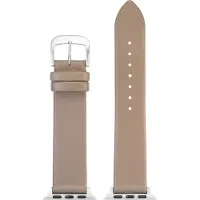 Eulit horlogeband geschikt voor Apple Watch 42/44/45/46 maat - Serie 1/2/3/4/5/6/7/8/9/10 + SE - nappa smart - 22 mm - taupe beige - metalen zwart gesp - incl. adapter