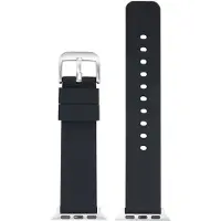 Eulit siliconen horlogeband geschikt voor Apple Watch 38/40/41 maat - Serie 1/2/3/4/5/6/7/8/9/10 + SE - silicon smart - 20 mm - zwart - edel metaal metalen gesp zwart - incl. adapter