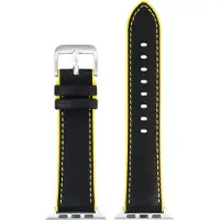 Eulit horlogeband geschikt voor Apple Watch 42/44/45/46 maat - Serie 1/2/3/4/5/6/7/8/9/10 + SE - eutec smart - 22 mm - geel zwart - edelmetaal metalen gesp GLANZEND - incl. adapter