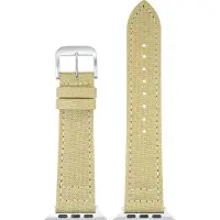 Eulit horlogeband geschikt voor Apple Watch 38/40/41 maat - Serie 1/2/3/4/5/6/7/8/9/10 + SE - canvas Smart - 20 mm - beige creme zand - edelmetaal metalen gesp GLANZEND - incl. adapter