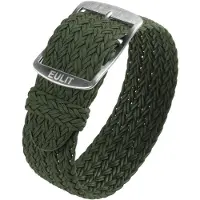 Eulit horlogeband - perlon - 20 mm - olijfgroen groen - metalen gesp