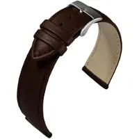 Eulit horlogeband - leer - 16 mm - bruin - metalen gesp