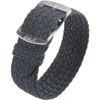 Eulit horlogeband - perlon - 18 mm - grijs - metalen gesp